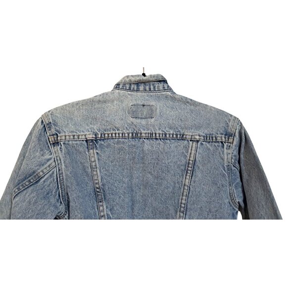 Vintage 90s Levis Stonewash Denim Trucker Jacket XXS Petite Made in USA Custom S - Picture 10 of 14